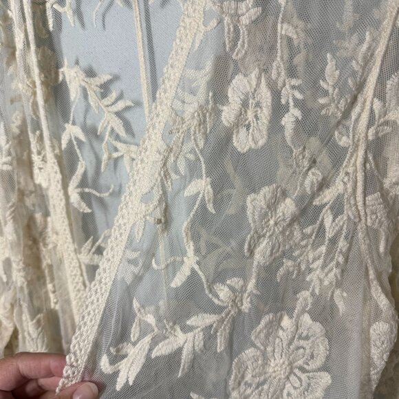 Womens Embroidered Floral Lace Butterfly Crochet Drop Shoulder Cardigan Size S/M - Picture 9 of 11